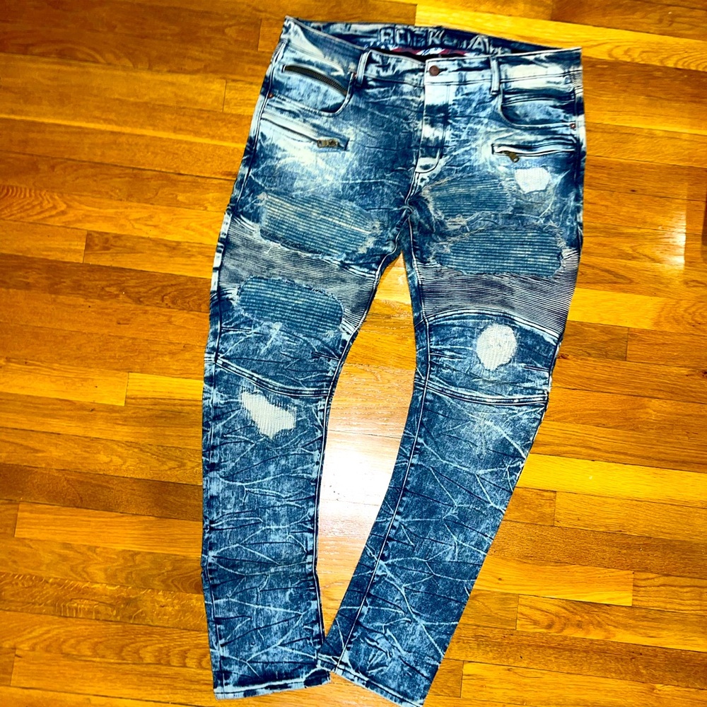Men’s Rockstar Acid wash motorcycle jeans
